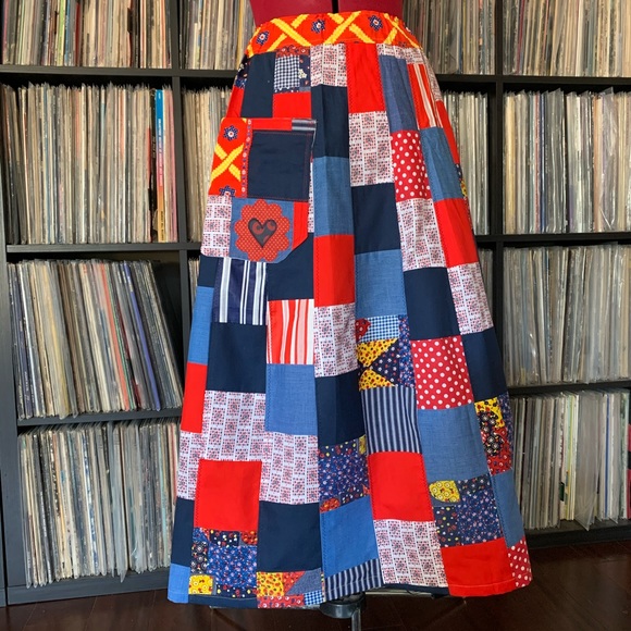 hippie patchwork 90s vintage skirt phish XS boho - Picture 2 of 11